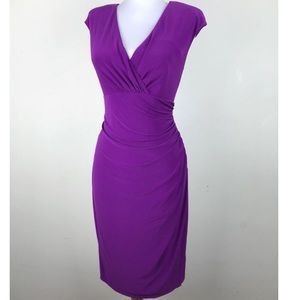 Lauren Ralph Lauren V Neck Cap Sleeve Dress